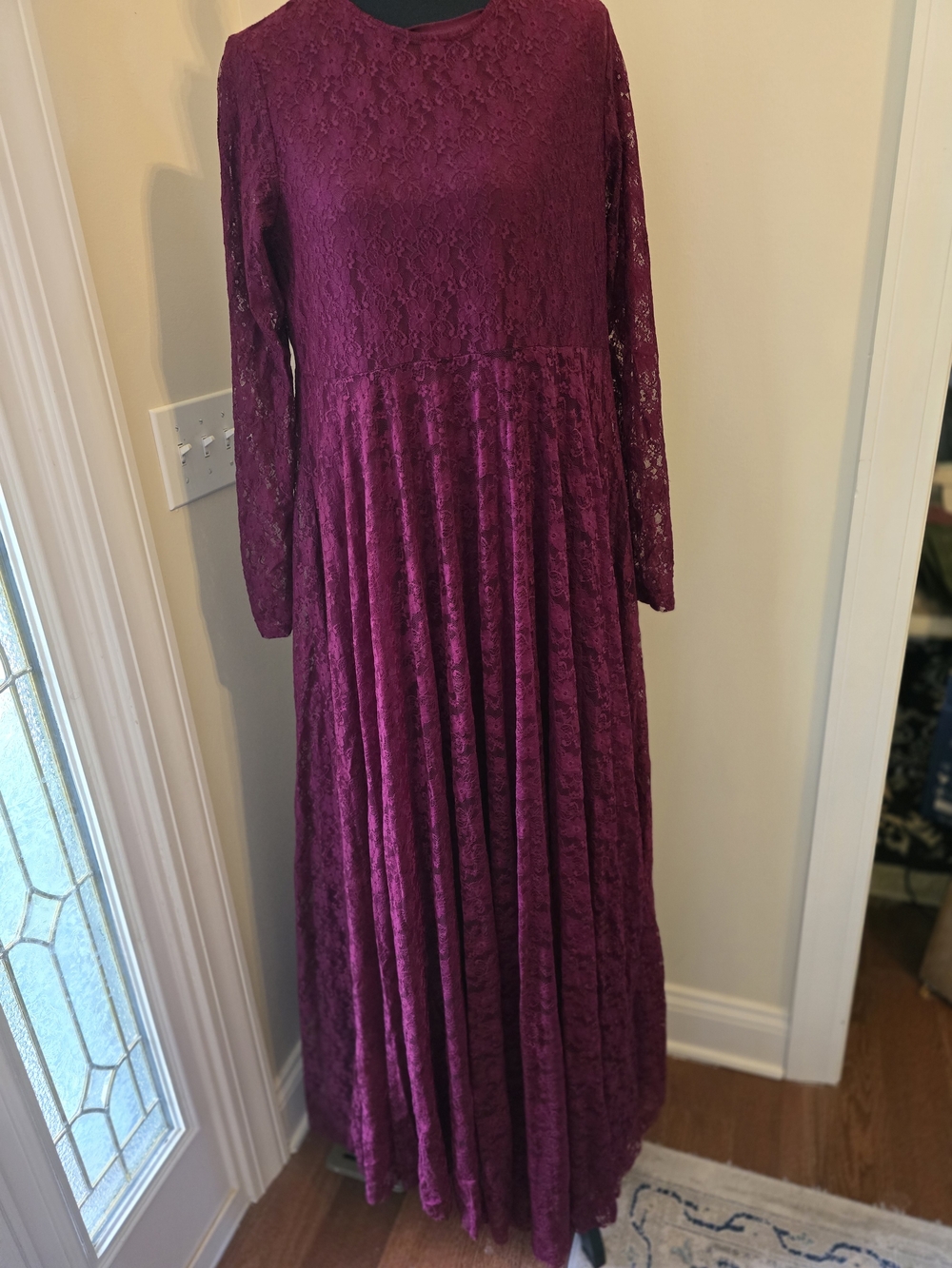 Zaddie B'S Elegant Lace Maxi Dress Set in Deep Berry